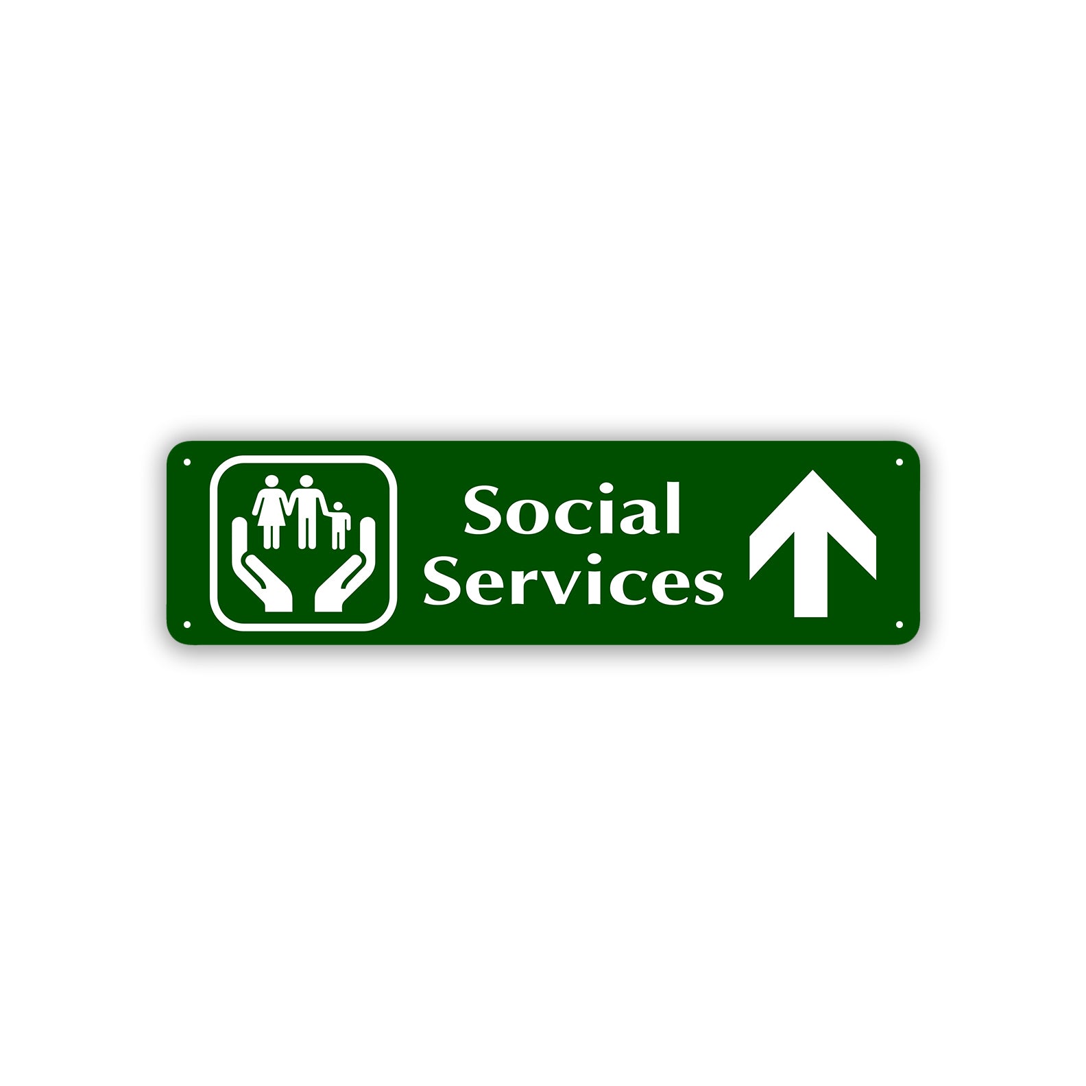 Social Services Up Arrow Aluminum Street Sign Green