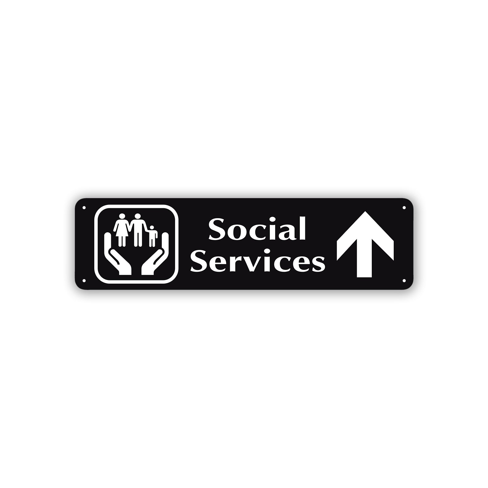 Social Services Up Arrow Aluminum Street Sign Black