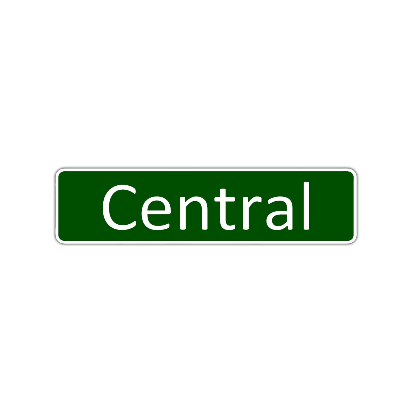Central Aluminum Street Sign Green