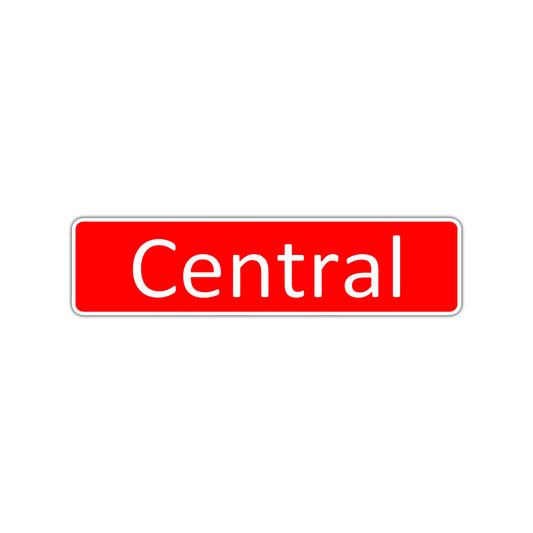 Central Aluminum Street Sign Red