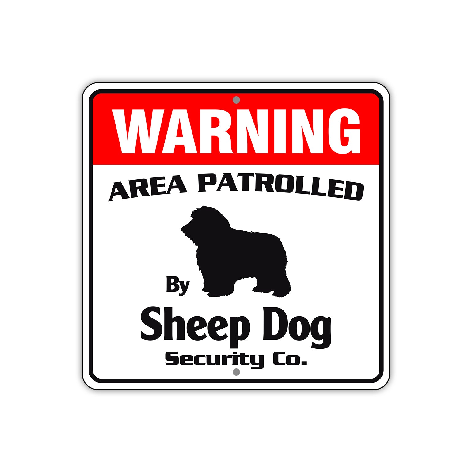 Warning Area Patrolled By Sheep Dog Square Aluminum Metal Sign