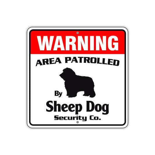 Warning Area Patrolled By Sheep Dog Square Aluminum Metal Sign