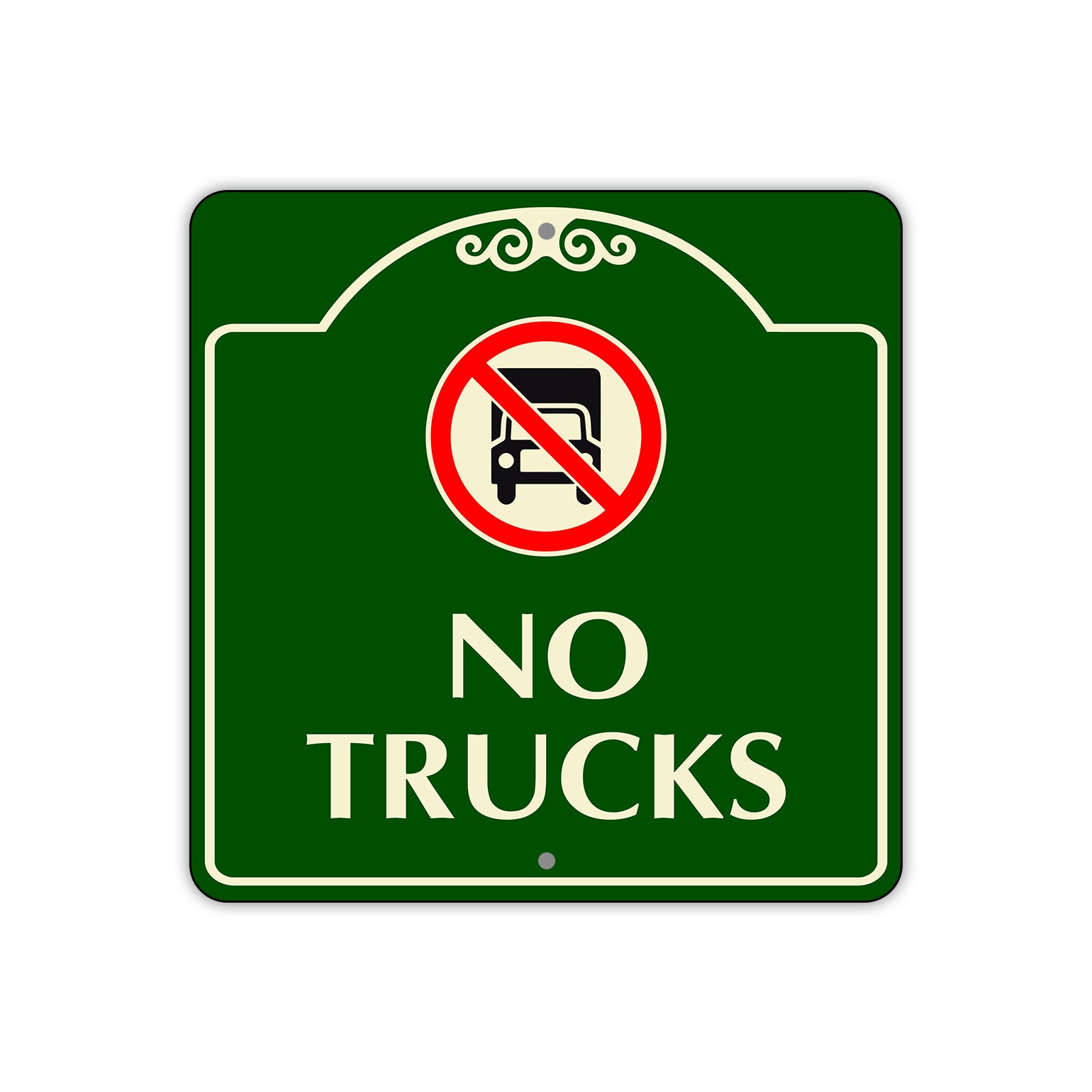 No Trucks Entry Square Aluminum Metal Sign