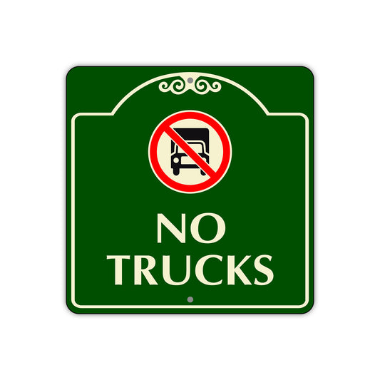 No Trucks Entry Square Aluminum Metal Sign