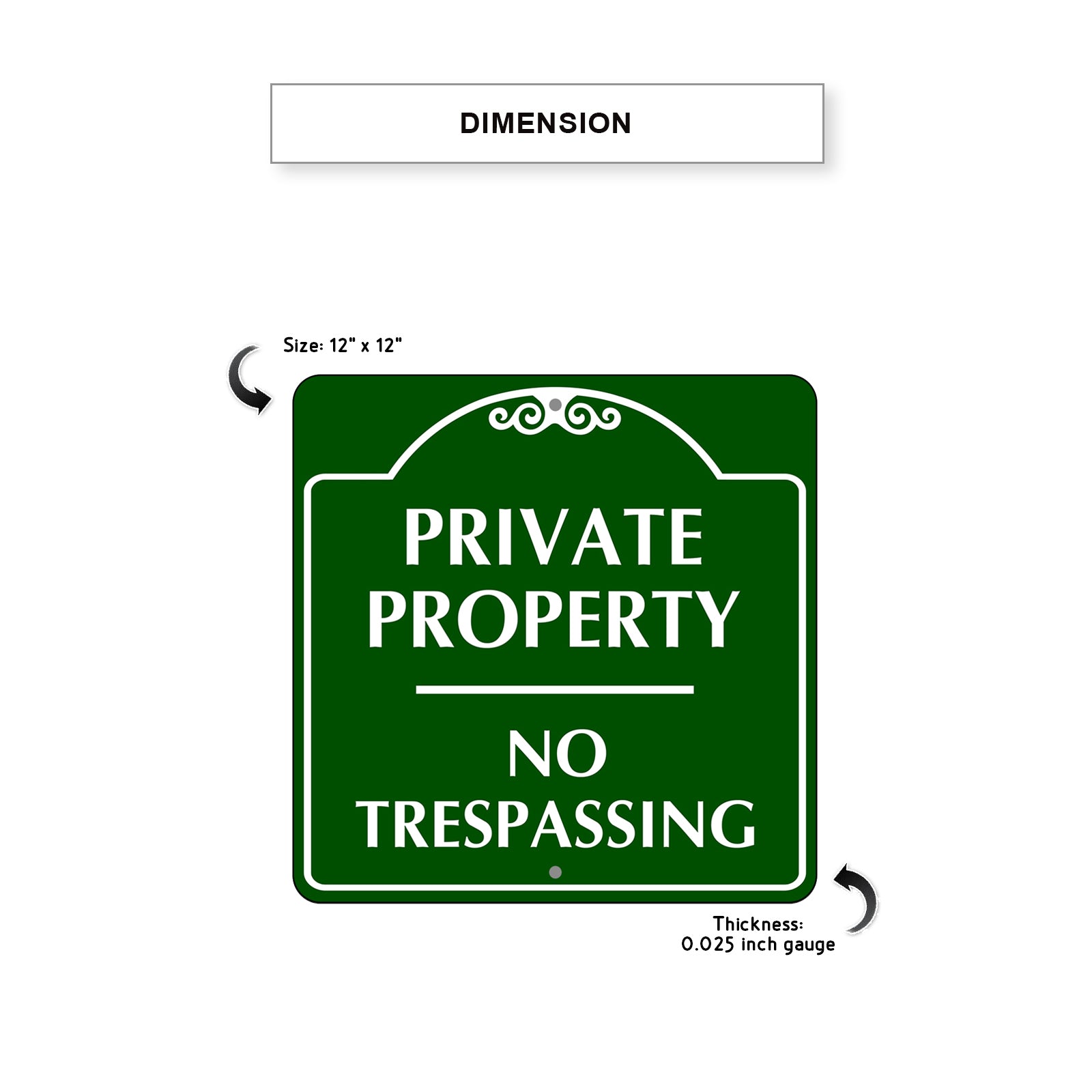 Private Property No Trespassing Square Metal Sign Dimension