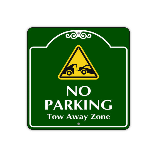 No Parking Tow Away Zone Square Aluminum Metal Sign