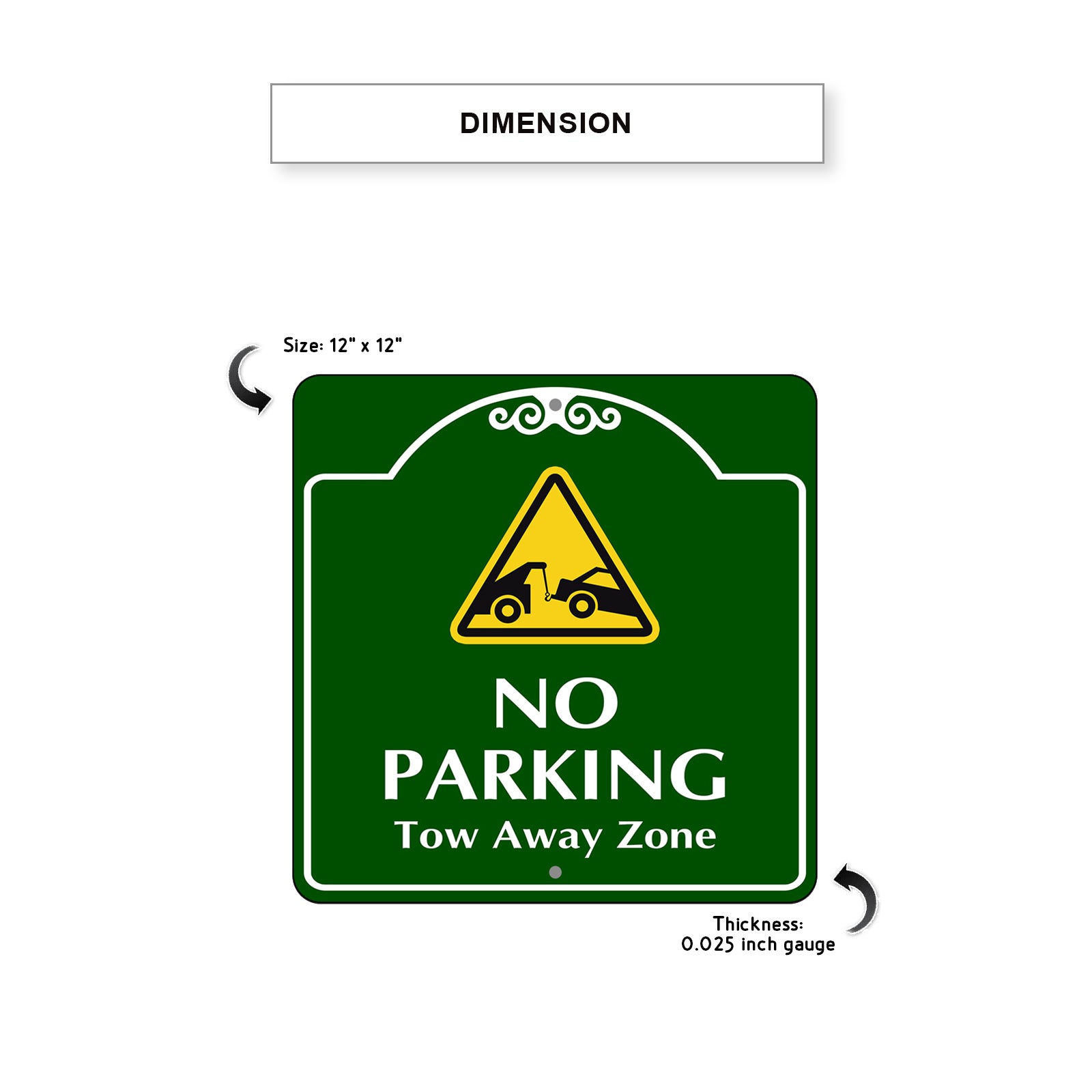 No Parking Tow Away Zone Square Aluminum Metal Sign