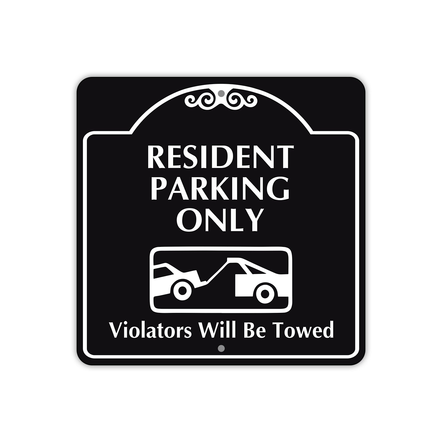 Resident Parking Only Violators Will Be Towed Square Aluminum Metal Sign