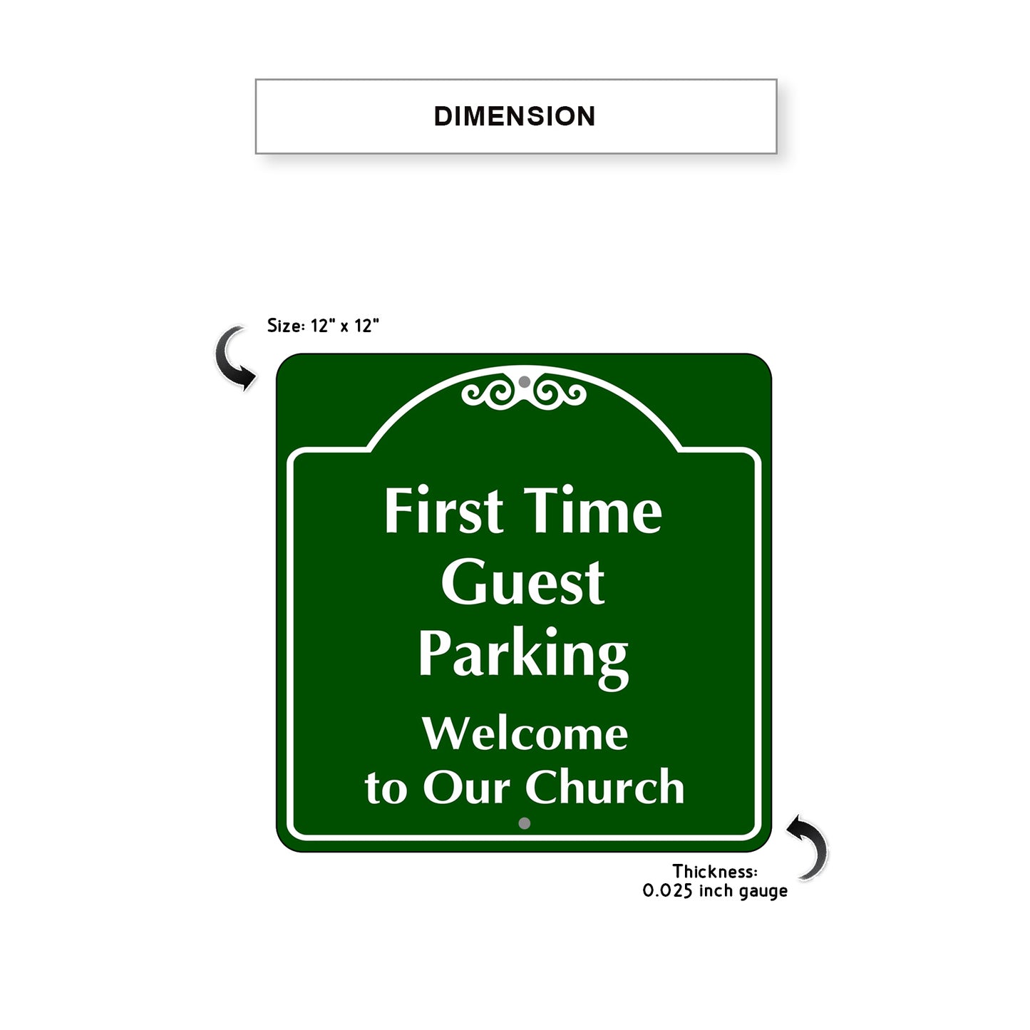 First Time Guest Parking Church Parking Square Aluminum Metal Sign