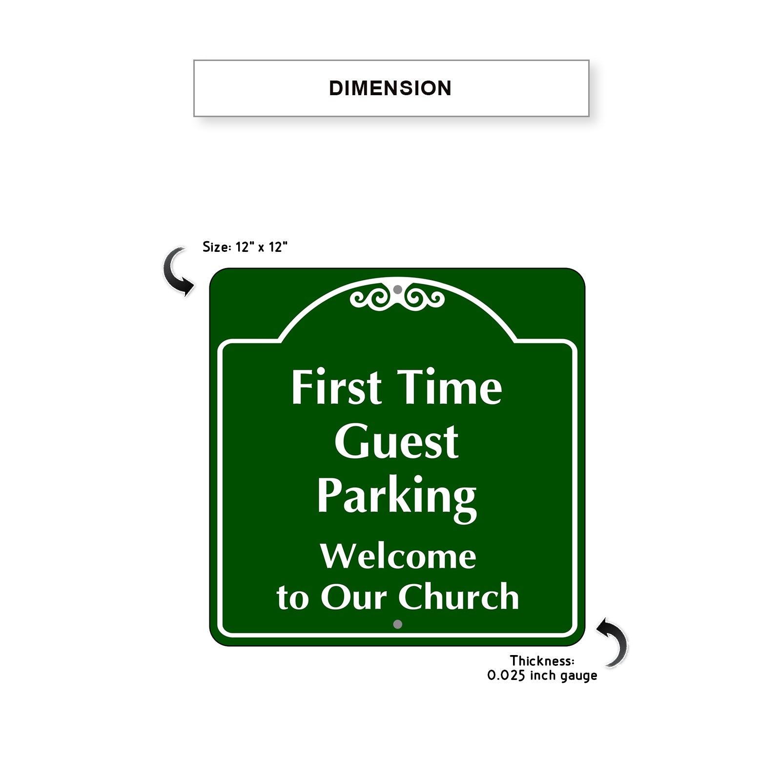 First Time Guest Parking Church Parking Square Aluminum Metal Sign