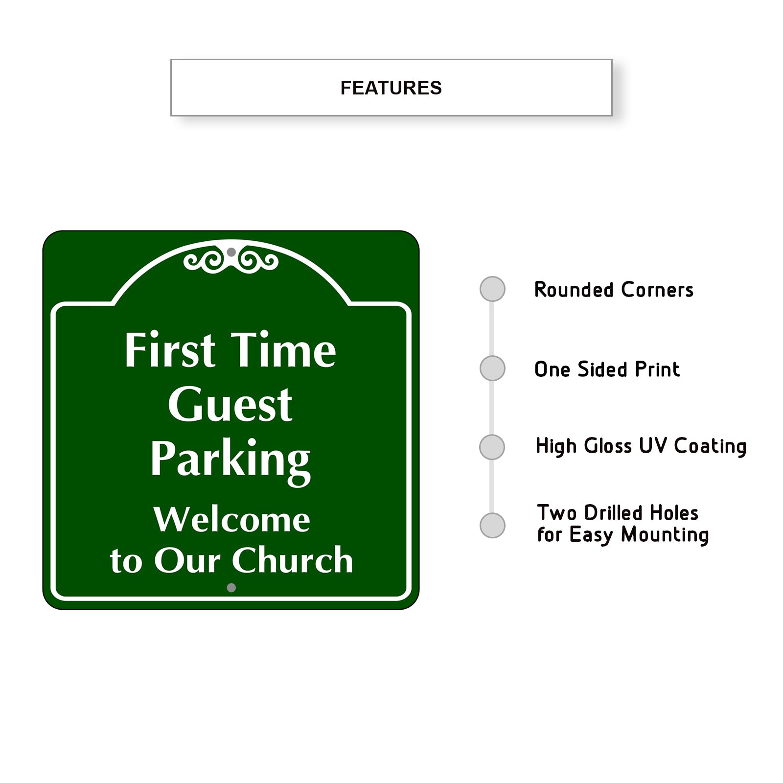 First Time Guest Parking Church Parking Square Aluminum Metal Sign