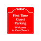 First Time Guest Parking Church Parking Square Aluminum Metal Sign