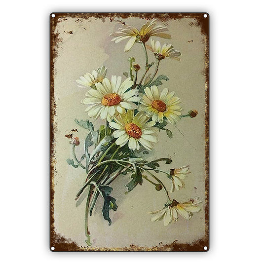 White Daisy With Dew Drops Daisy Garden Vintage Décor Sign