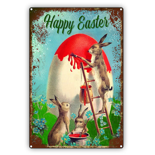 Happy Easter Day Easter Egg Bunny Vintage Décor Sign