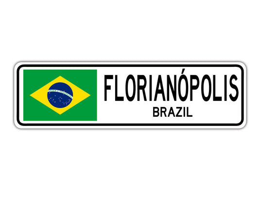 Florianopolis Brazil Country City Flag Aluminum Metal Sign