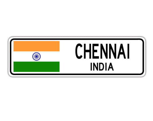 Chennai India Country City Flag Aluminum Metal Sign