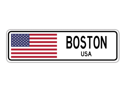 Boston USA Country City Flag Aluminum Metal Sign