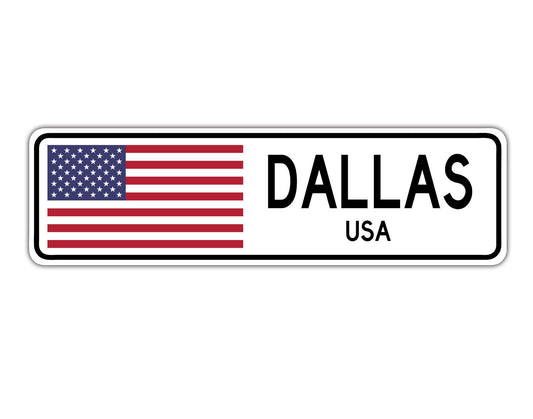 Dallas Usa Country City Flag Aluminum Metal Sign