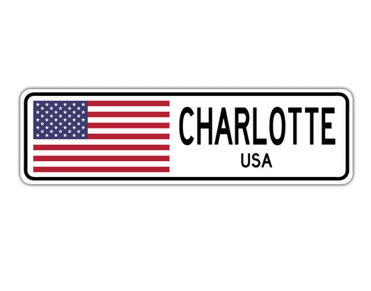 Charlotte USA Country City Flag Aluminum Metal Sign