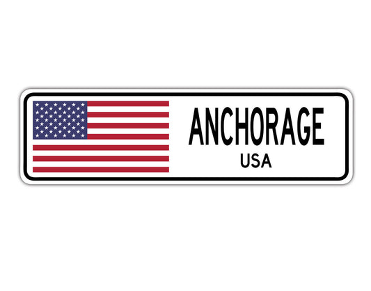 Anchorage USA Country City Flag Aluminum Metal Sign