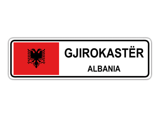 Gjirokaster Albania Country City Flag Aluminum Metal Sign