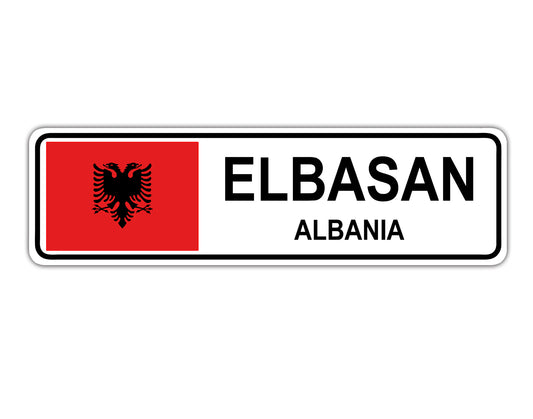Elbasan Albania Country City Flag Aluminum Metal Sign