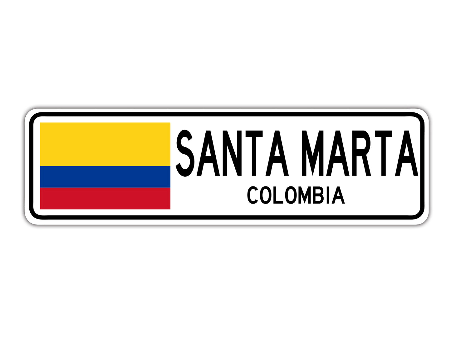 Santa Marta Colombia Country City Flag Aluminum Metal Sign