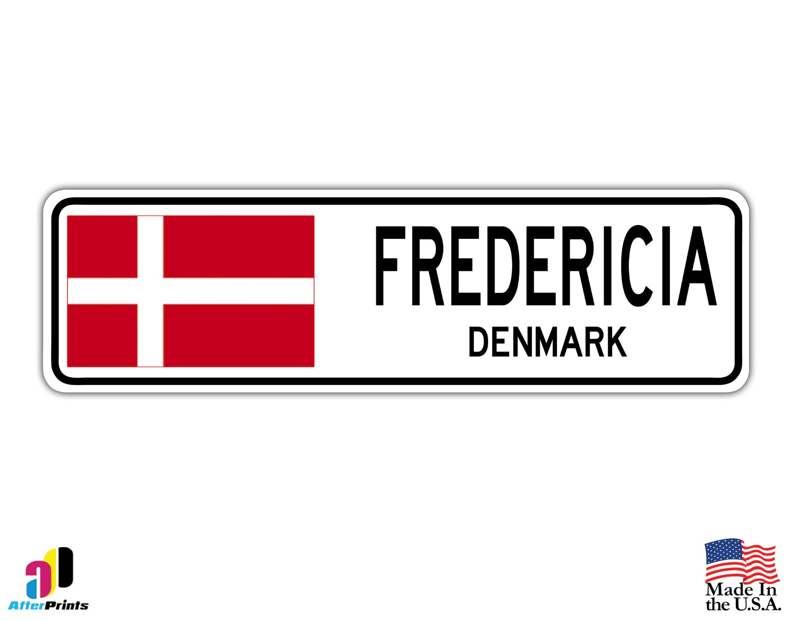 Fredericia Denmark Country City Flag Aluminum Metal Sign