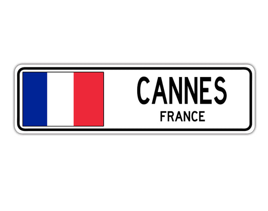 Cannes France Country City Flag Aluminum Metal Sign