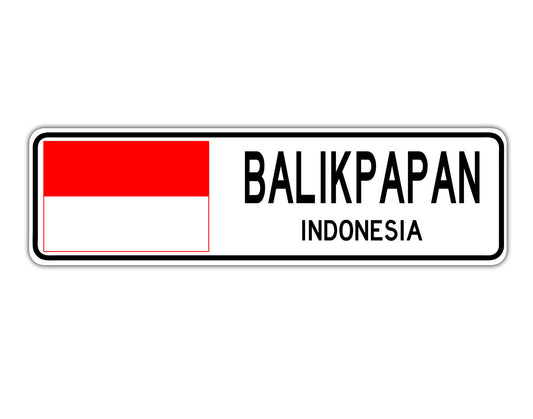 Balikpapan Indonesia Country City Flag Aluminum Metal Sign