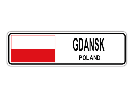 Gdansk Poland Country City Flag Aluminum Metal Sign