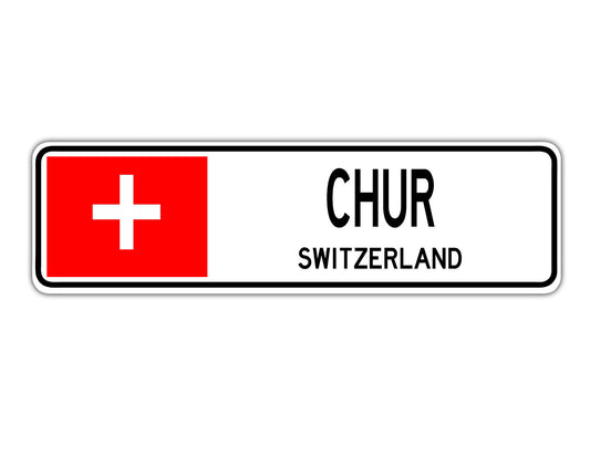Chur Switzerland Country City Flag Aluminum Metal Sign