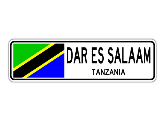 Dar Es Salaam Tanzania Country City Flag Aluminum Metal Sign
