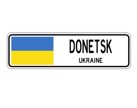 Donetsk Ukraine Country City Flag Aluminum Metal Sign