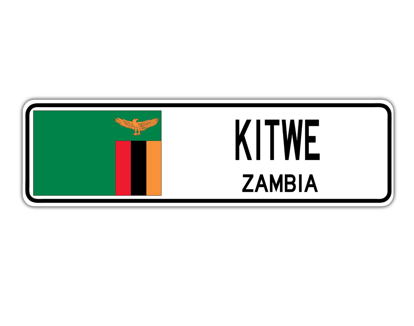 Kitwe Zambia Country City Flag Aluminum Metal Sign