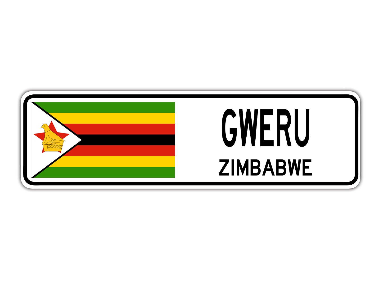 Gweru Zimbabwe Country City Flag Aluminum Metal Sign