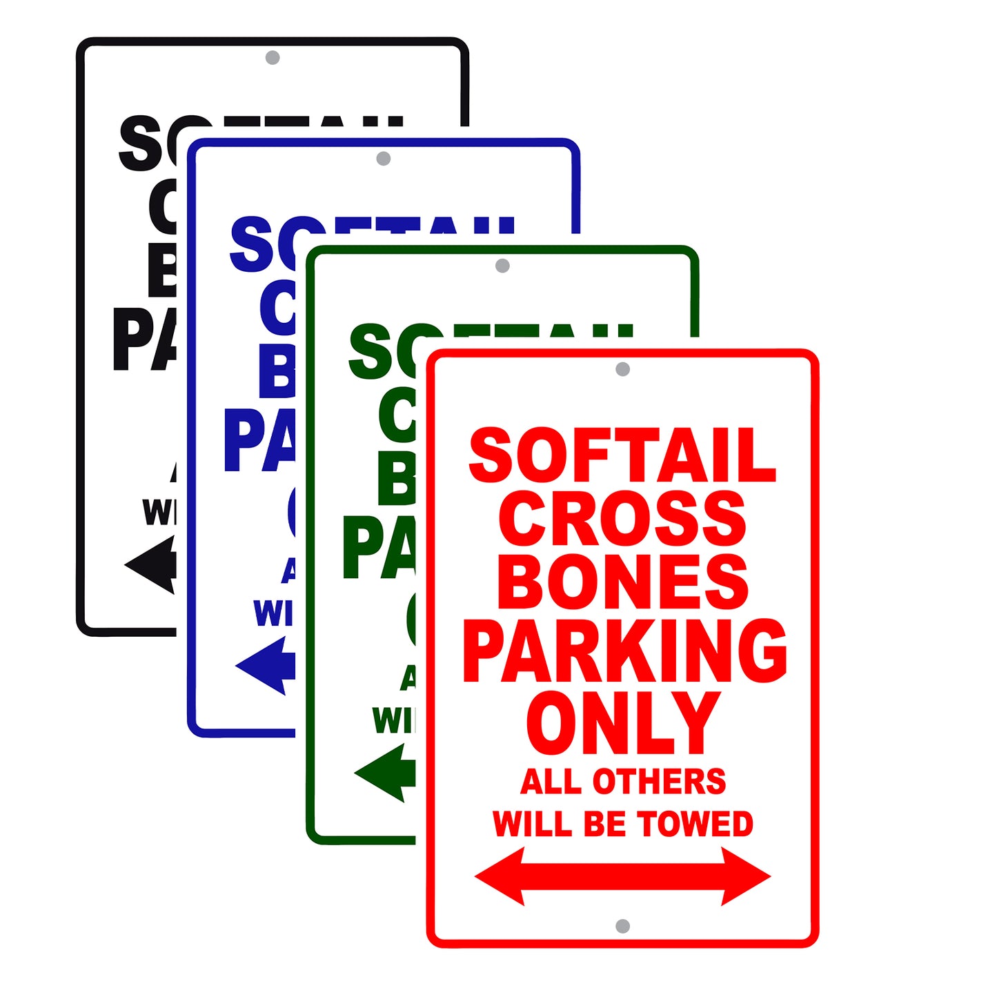 Softail Cross Bones Bike Parking Only All Others Will Be Towed Aluminum Metal Sign