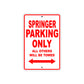 Springer Bike Parking Only All Others Will Be Towed Aluminum Metal Sign