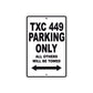 TXC 449 Motorbike Parking Only All Others Will Be Towed Aluminum Metal Sign