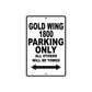 Gold Wing 1800 Motorbike Parking Only All Others Will Be Towed Aluminum Metal Sign