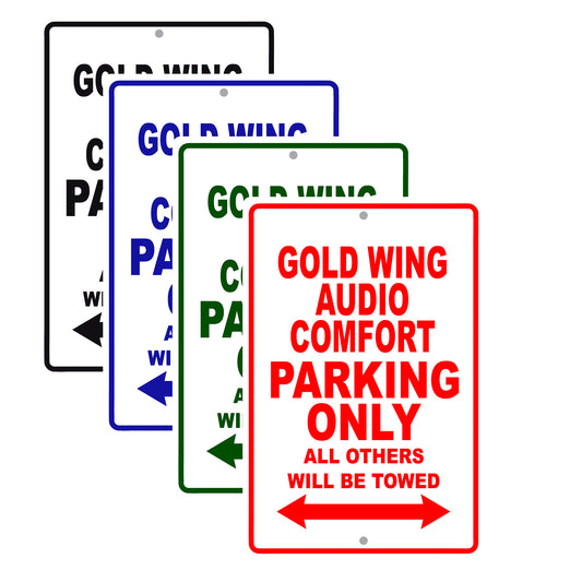 Gold Wing Audio Comfort Motorbike Parking Only All Others Will Be Towed Aluminum Metal Sign