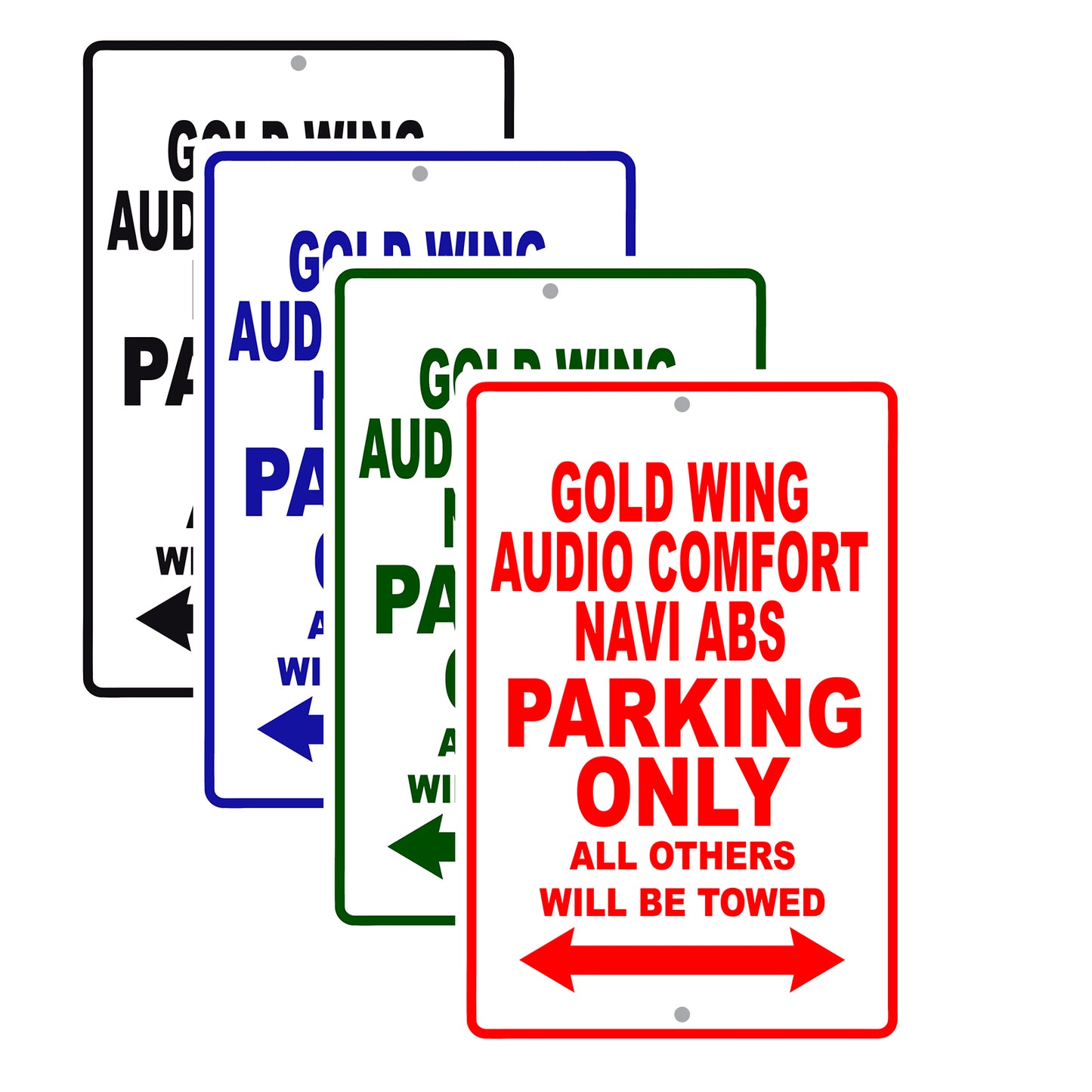Gold Wing Audio Comfort Navi ABS Motorbike Parking Only All Others Will Be Towed Aluminum Metal Sign