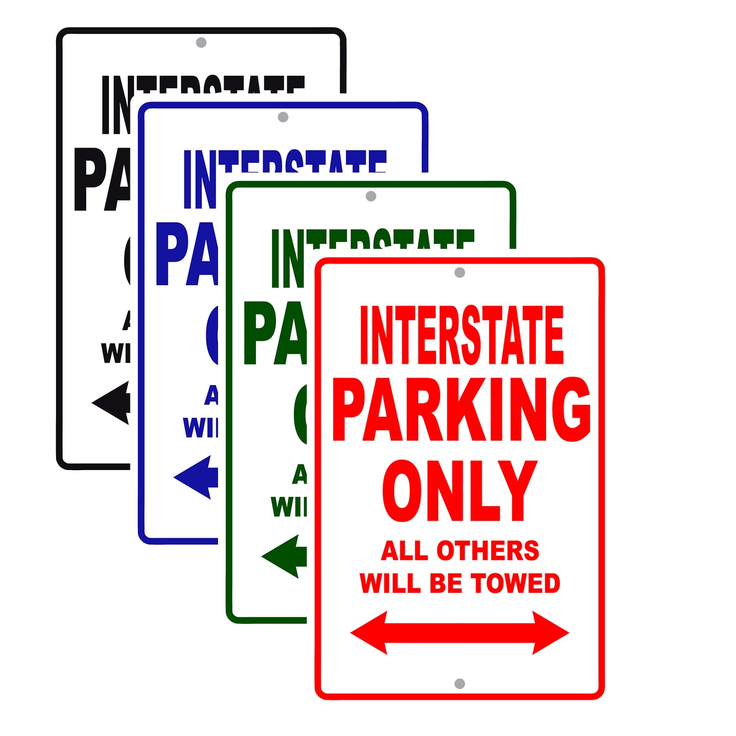 Interstate Motorbike Parking Only All Others Will Be Towed Aluminum Metal Sign