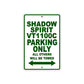 Shadow Spirit VT1100C Motorcycle Parking Only All Others Will Be Towed Aluminum Metal Sign