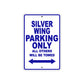 Silver Wing Motorcycle Parking Only All Others Will Be Towed Aluminum Metal Sign