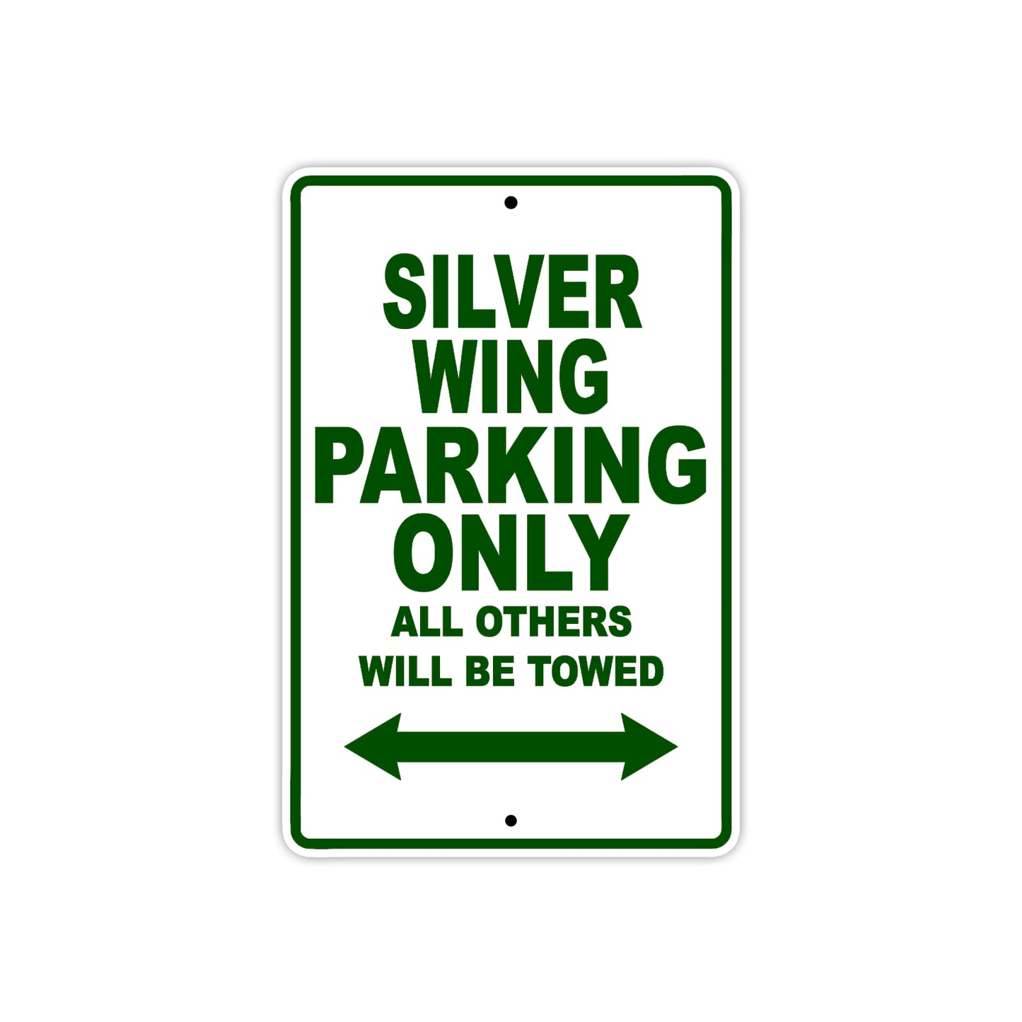 Silver Wing Motorcycle Parking Only All Others Will Be Towed Aluminum Metal Sign