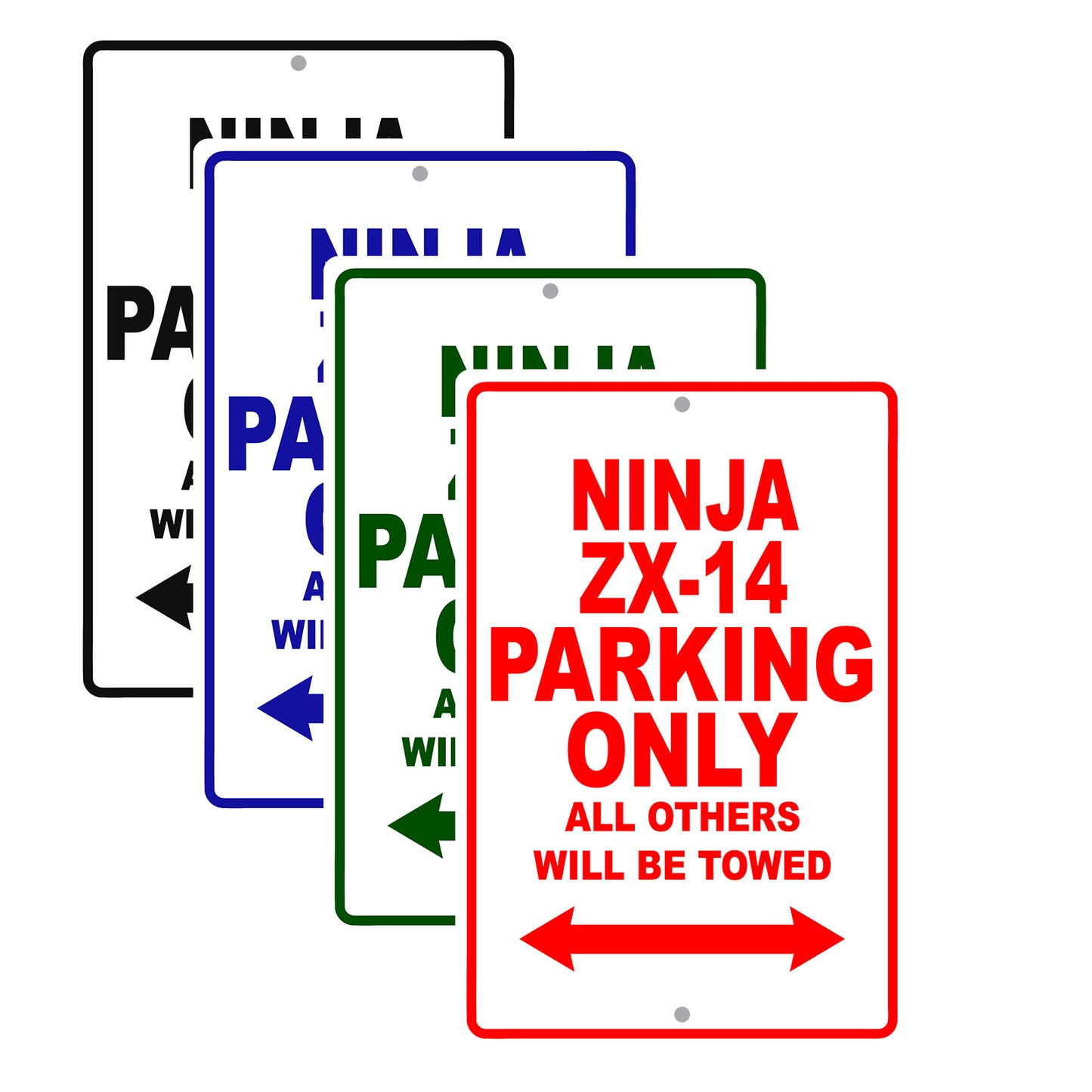 Ninja ZX-14 Motorcycle Parking Only All Others Will Be Towed Aluminum Metal Sign