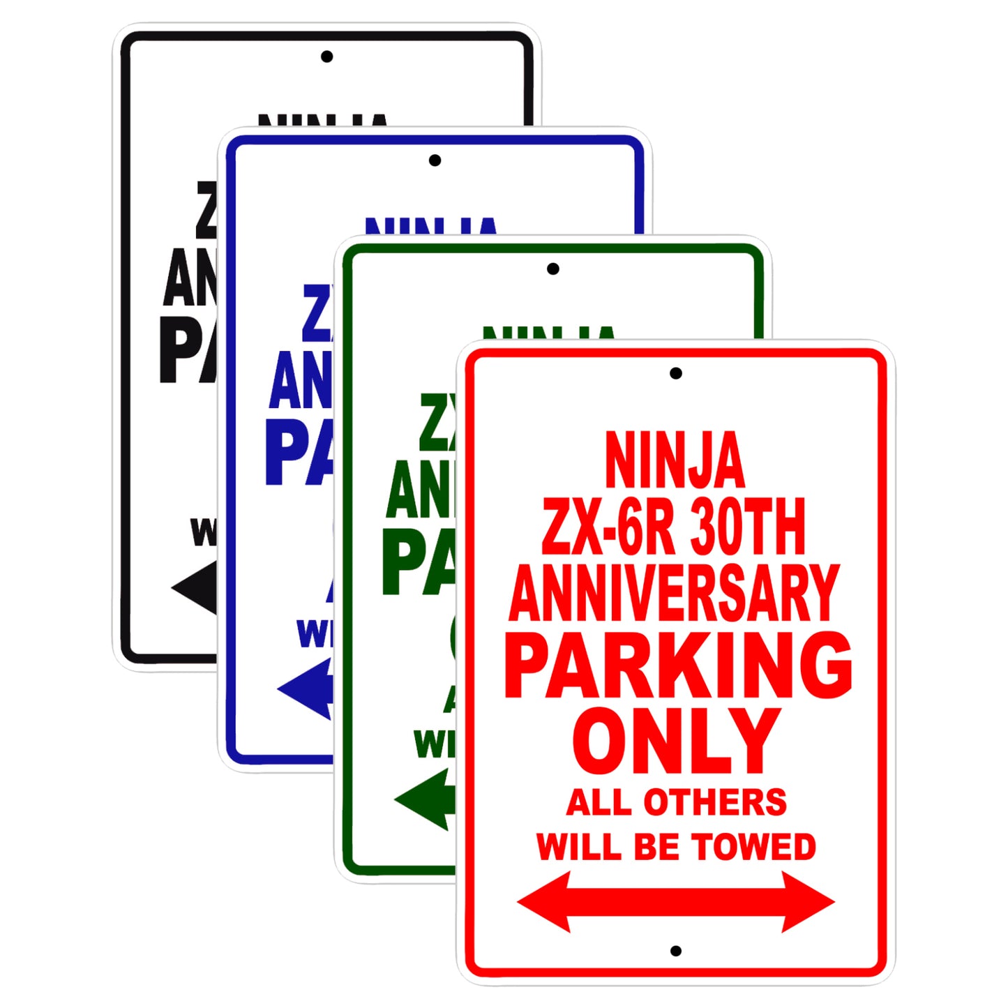 Ninja ZX-6R 30th Anniversary Motorcycle Parking Only All Others Will Be Towed Aluminum Metal Sign