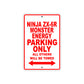 Ninja ZX-6R Monster Energy Motorcycle Parking Only All Others Will Be Towed Aluminum Metal Sign