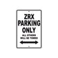 ZRX Motorcycle Parking Only All Others Will Be Towed Aluminum Metal Sign